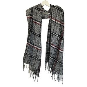 Plaid Scarf. Red Black and White.